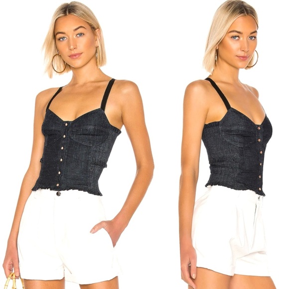 CHLOE See by Chloe Bustier Style Snap Front Chambray Cropped Cami Size 10 NEW - Picture 1 of 15